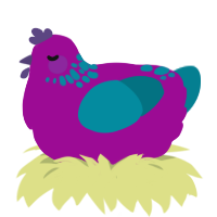 A plum and sea chicken with a neck-speckle pattern
