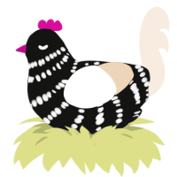 A black and cream chicken with a bar pattern