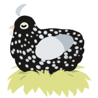 A sable and mist chicken with a speckle pattern