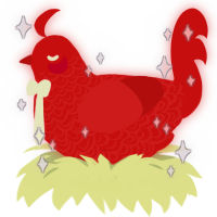 A red chicken with a double-lace pattern