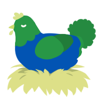 (unnamed), a ultramarine and viridian chicken with a head pattern