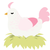 (unnamed), a white and rose chicken with a half-lace pattern
