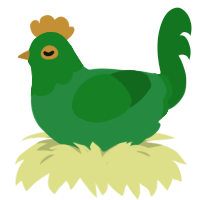 (unnamed), a viridian and leaf chicken with a head pattern