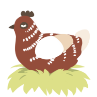A russet and cream chicken with a half-bar pattern