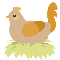 A beige and orange chicken