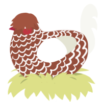 A russet and white chicken with a lace pattern