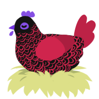 A black and crimson chicken with a double-lace pattern