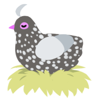 A grey and mist chicken with a speckle pattern