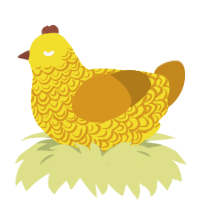 A yellow and ochre chicken with a double-lace pattern