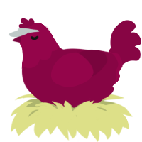 A maroon chicken with a head pattern