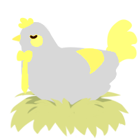 A white and mist chicken with a head pattern