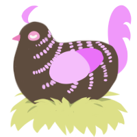 A bark and lavender chicken with a half-bar pattern