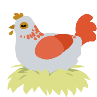 Splabbin, a mist and vermilion chicken with a neck-speckle pattern