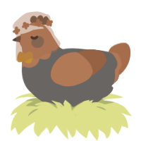 A grey and brown chicken with a head pattern