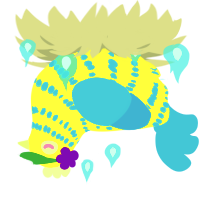 Ham Status RMX, a yellow and sky chicken with a bar pattern