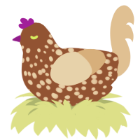 A russet and beige chicken with a speckle pattern