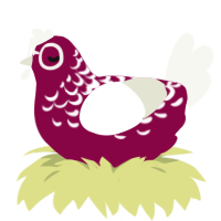 A maroon and white chicken with a half-lace pattern