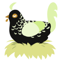Record, a black and apple chicken with a half-lace pattern