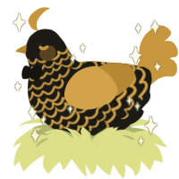 riesling, a sable and gold chicken with a lace pattern