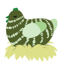 A olive and gluppy chicken with a bar pattern