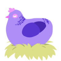 A lilac and indigo chicken with a neck-band pattern