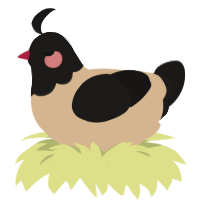 A beige and sable chicken with a head pattern