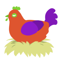 Halloween Treat, a vermilion and violet chicken