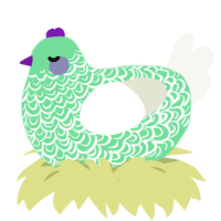 A spring and white chicken with a double-lace pattern