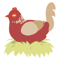 A red and beige chicken with a neck-speckle pattern