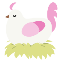 A white and pink chicken