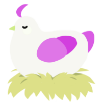A white and orchid chicken
