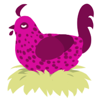 A fuchsia and wine chicken with a speckle pattern
