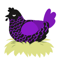 A sable and violet chicken with a lace pattern