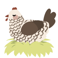 A cream and bark chicken with a lace pattern