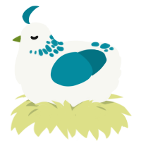A white and sea chicken with a neck-speckle pattern