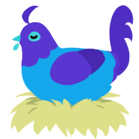 A sky and indigo chicken with a head pattern