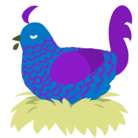 A sapphire and violet chicken with a lace pattern
