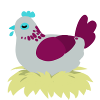 A silver and wine chicken with a neck-speckle pattern