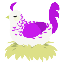 Pure Wind, a white and amethyst chicken with a half-lace pattern
