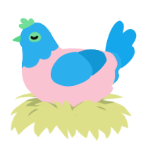 A rose and sky chicken with a head pattern