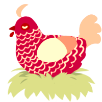 TECPOHH, a fuchsia and rose chicken with a lace pattern