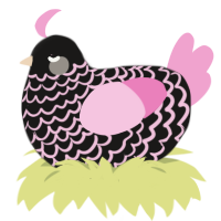 A sable and pink chicken with a lace pattern