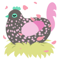 Grandmas Cottage, a grey and pink chicken with a speckle pattern