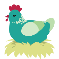 vintage, a turquoise and gluppy chicken with a neck-speckle pattern
