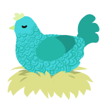 A aqua and turquoise chicken with a double-lace pattern