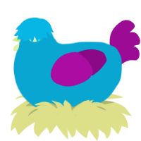 A cerulean and plum chicken