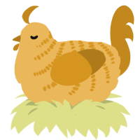 A honey and ochre chicken with a half-bar pattern