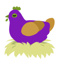 PeanutButter n Jelly, a violet and gold chicken