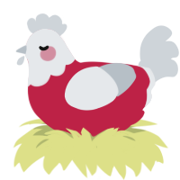 A crimson and mist chicken with a head pattern