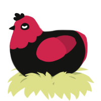 A black and crimson chicken with a head pattern